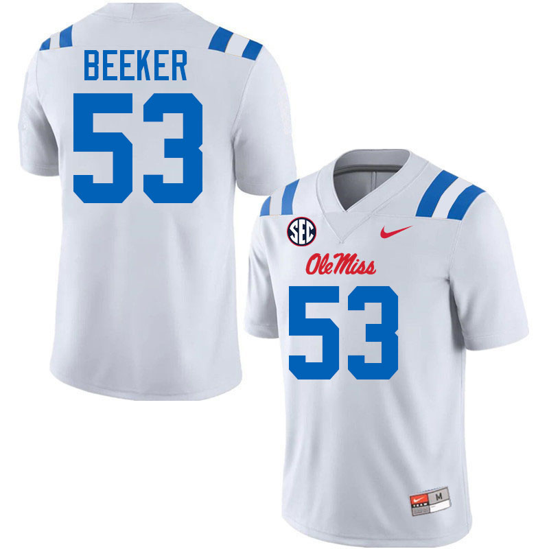 Ole Miss Rebels #53 Ford Beeker College Football Jerseys Stitched-White